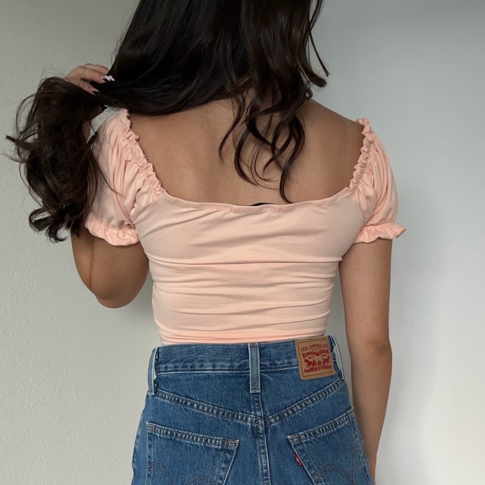 Peach Ruched Women Top - Picture 2 of 4